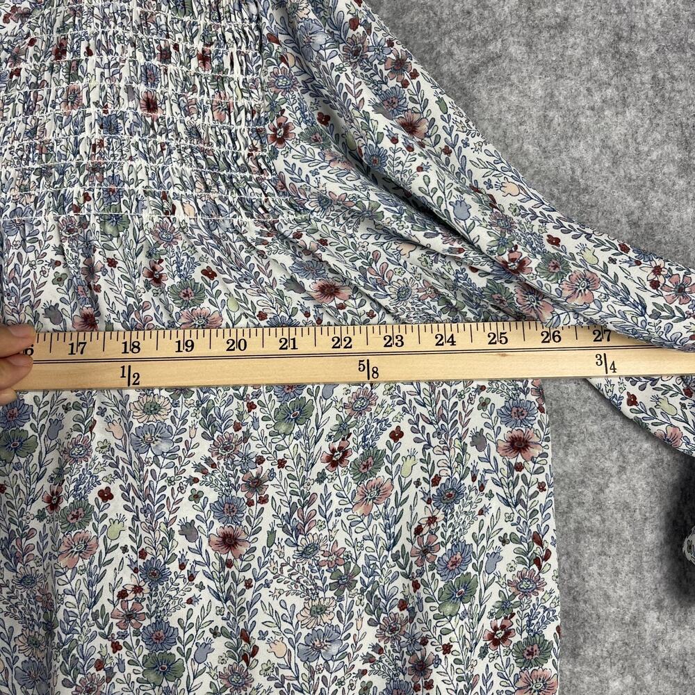 Rose Olive Tunic Top Womens 2X Floral Blouse Smocked Button Front Ruffle Flowy - Picture 5 of 14